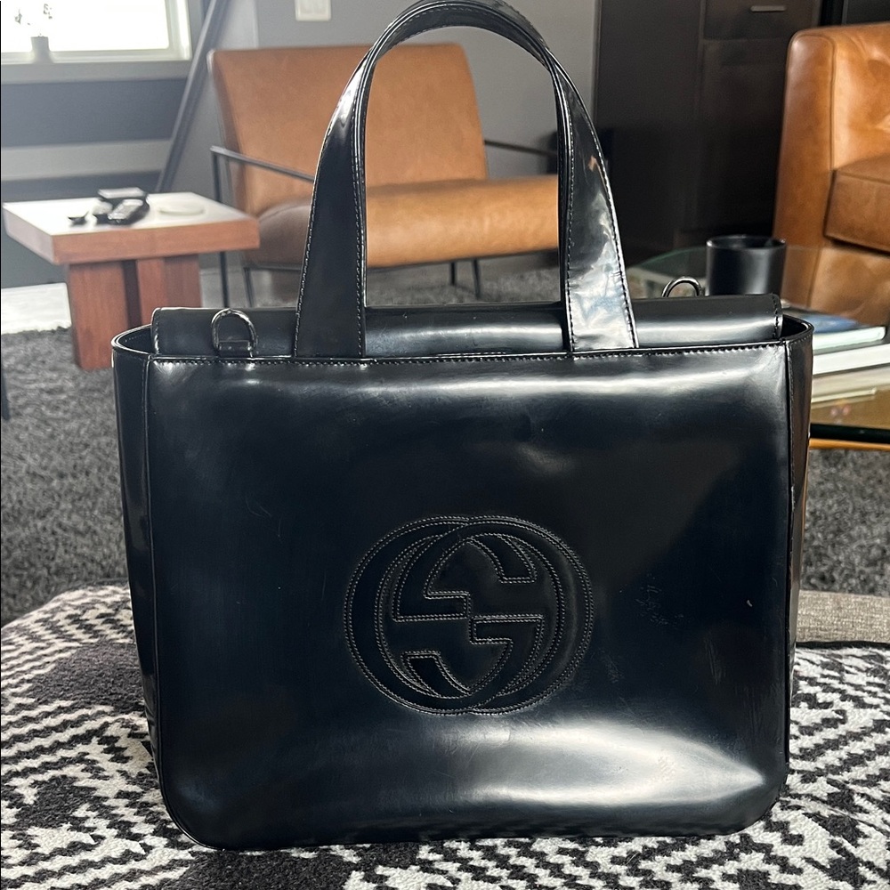 Gucci Black Patent Leather Hand Bag